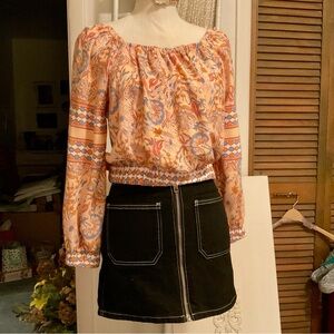 Rachael Zoe Boho Floral Peach Crop top Woman's XS